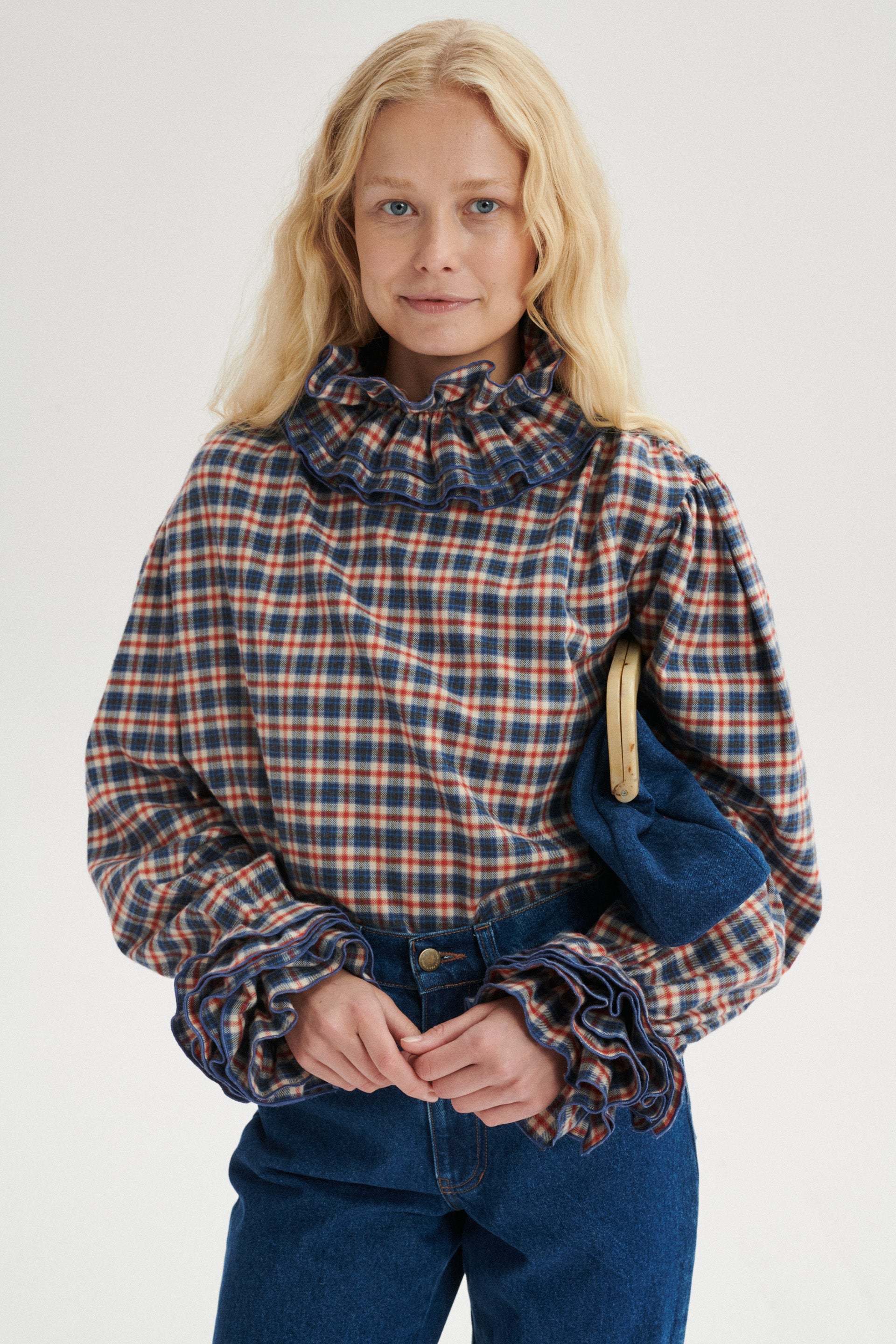 Malo Koszula w kratę z falbanami