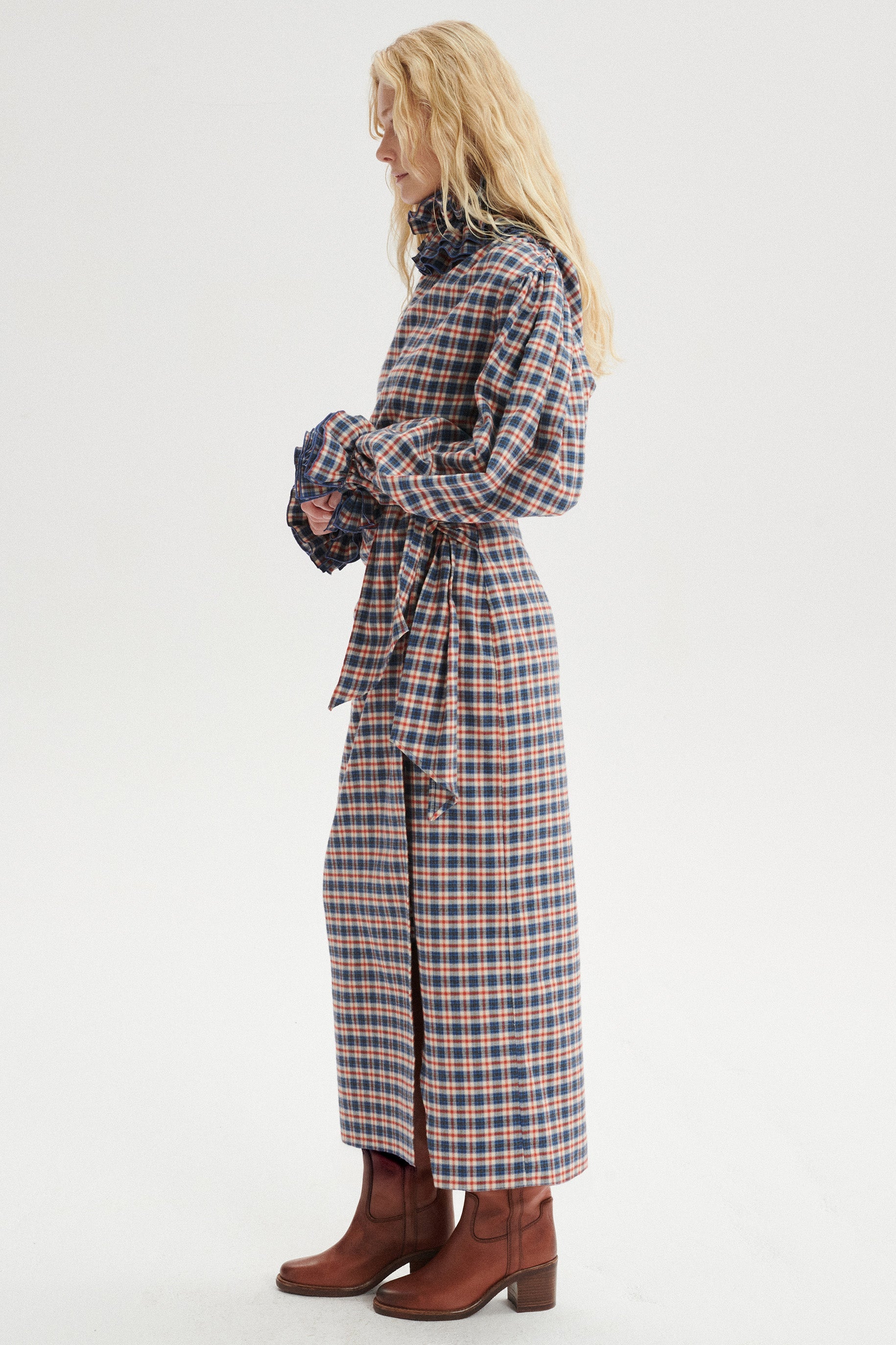 Gaspard Marszczona spódnica midi w kratę