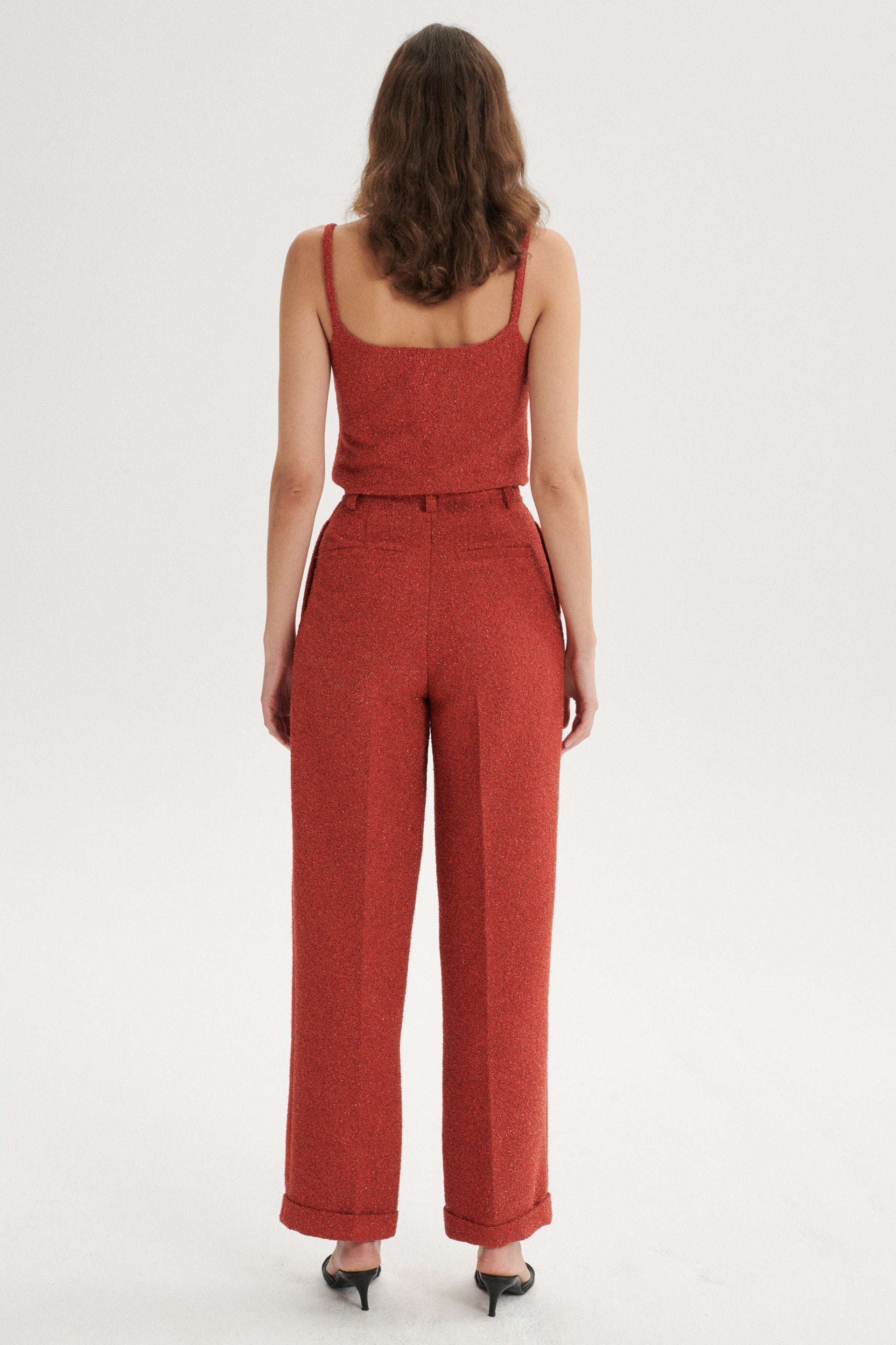 Miki Spodnie błyszczące z wysokim stanem