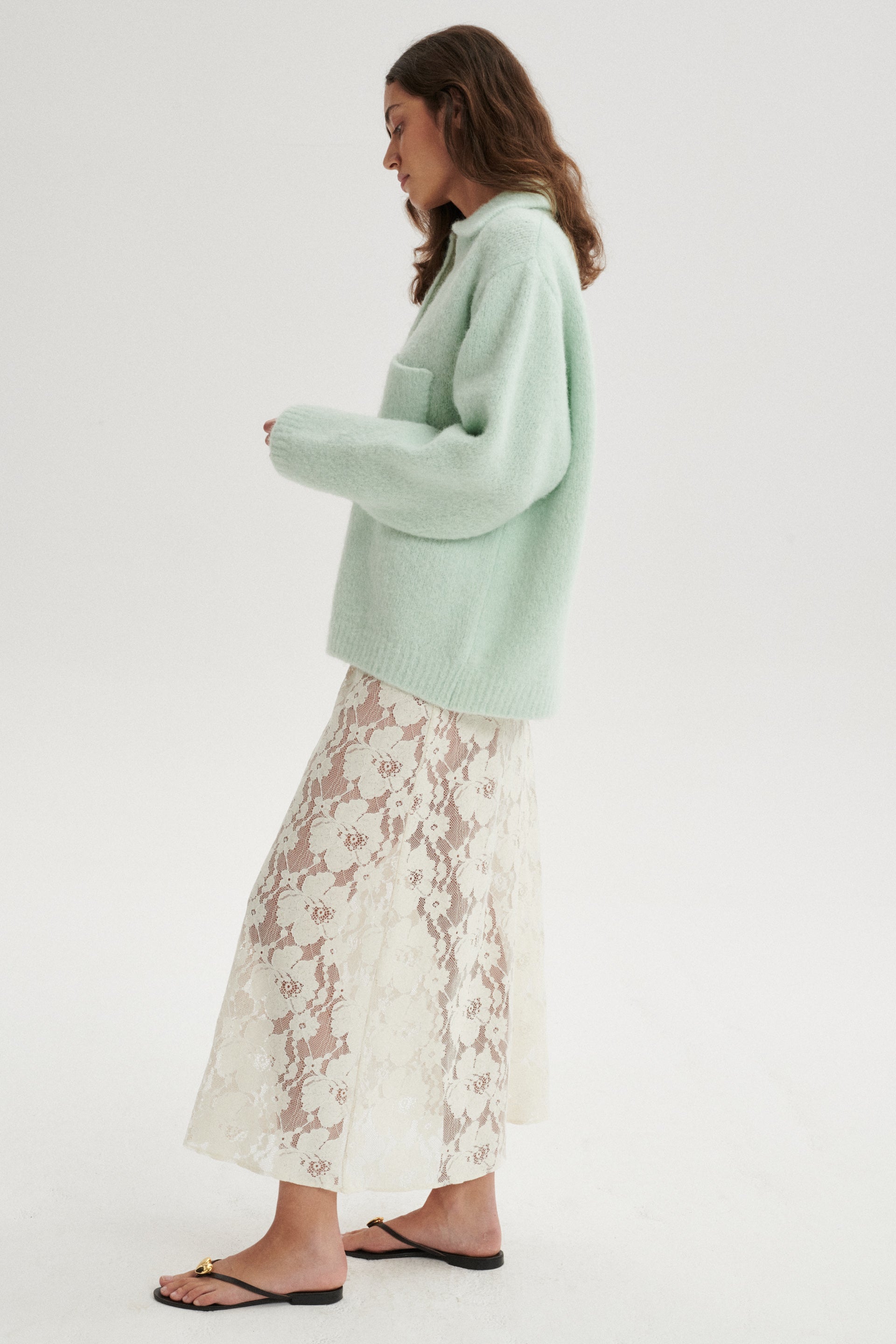 Bernard Spódnica koronkowa maxi z odpinaną baskinką