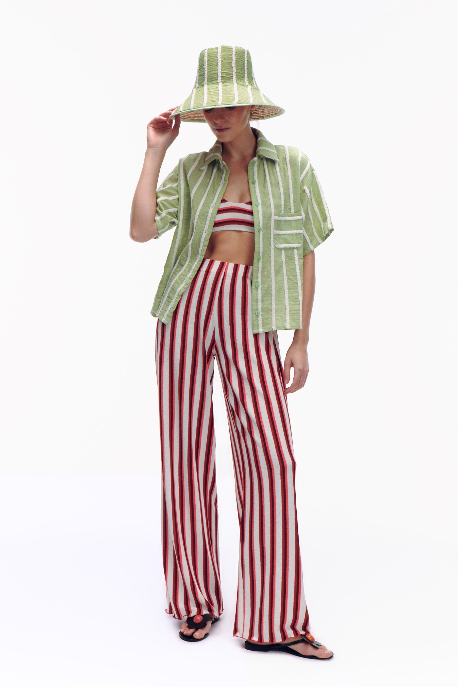 Grand Hat - mint stripes