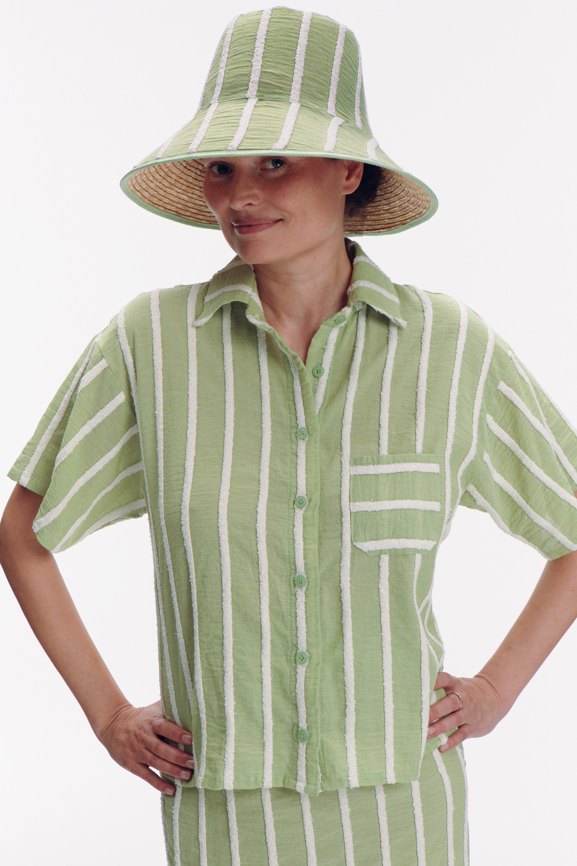 Grand Hat - mint stripes