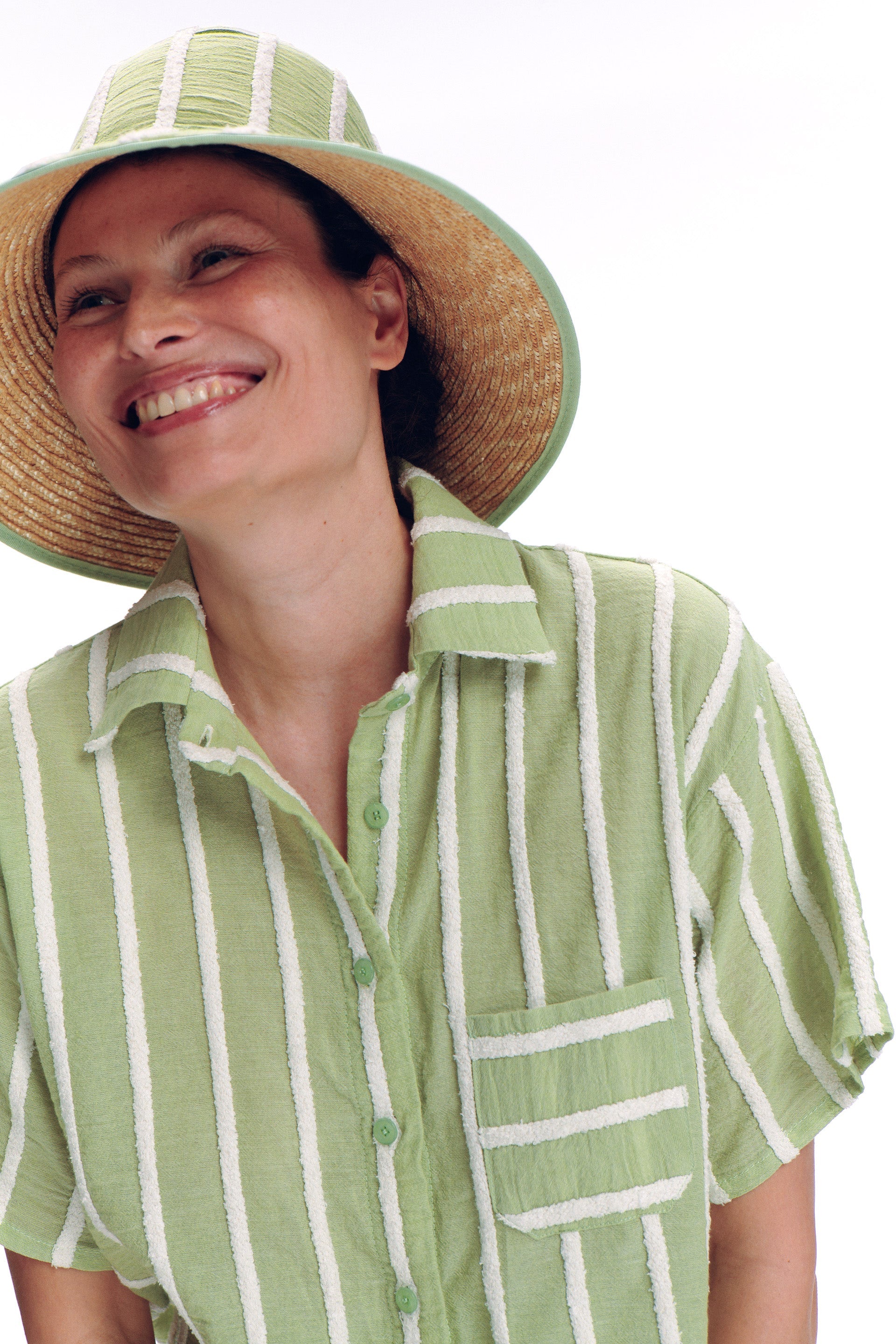 Grand Hat - mint stripes