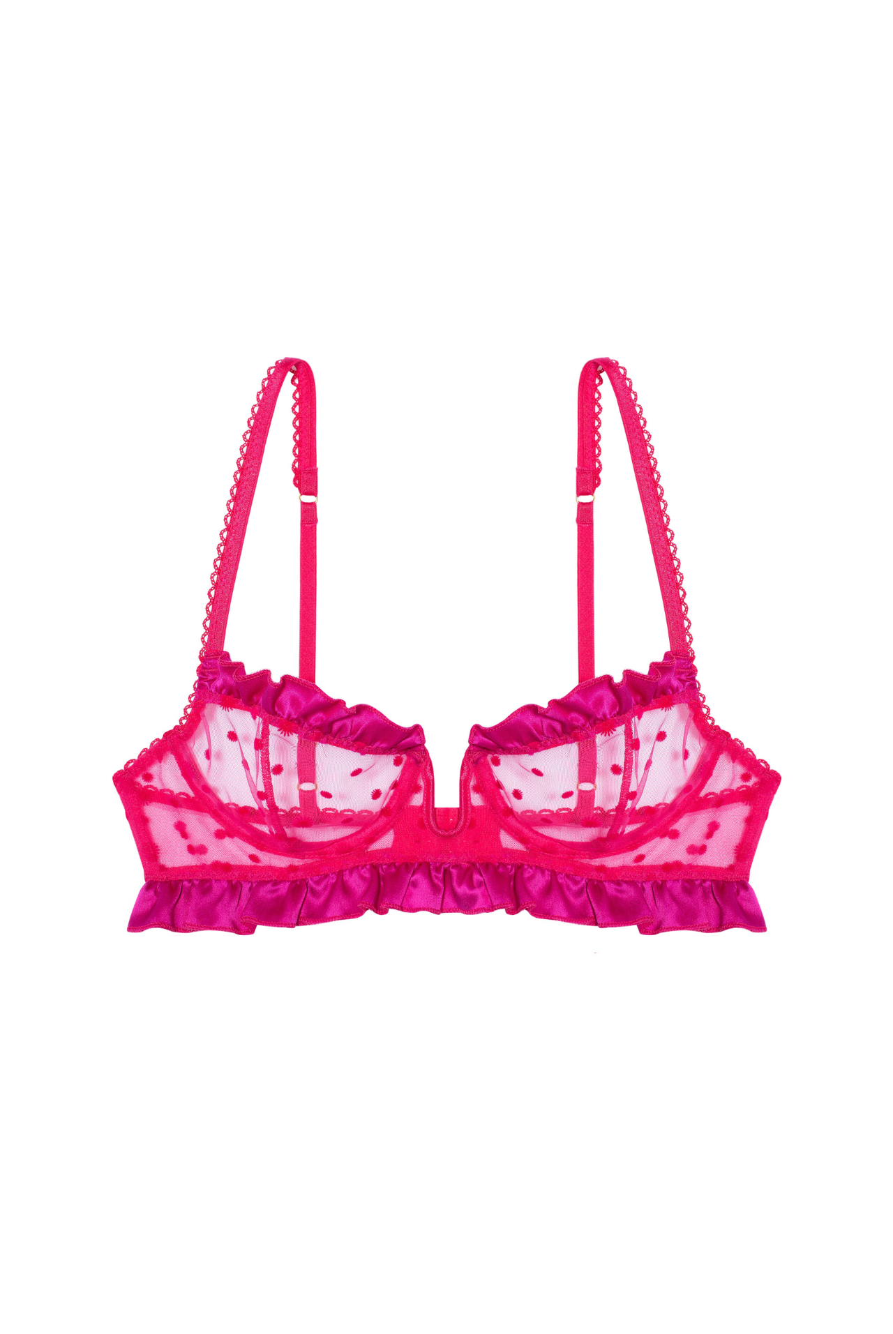 FRAMBOISE Underwire Bra with Frills and Silk