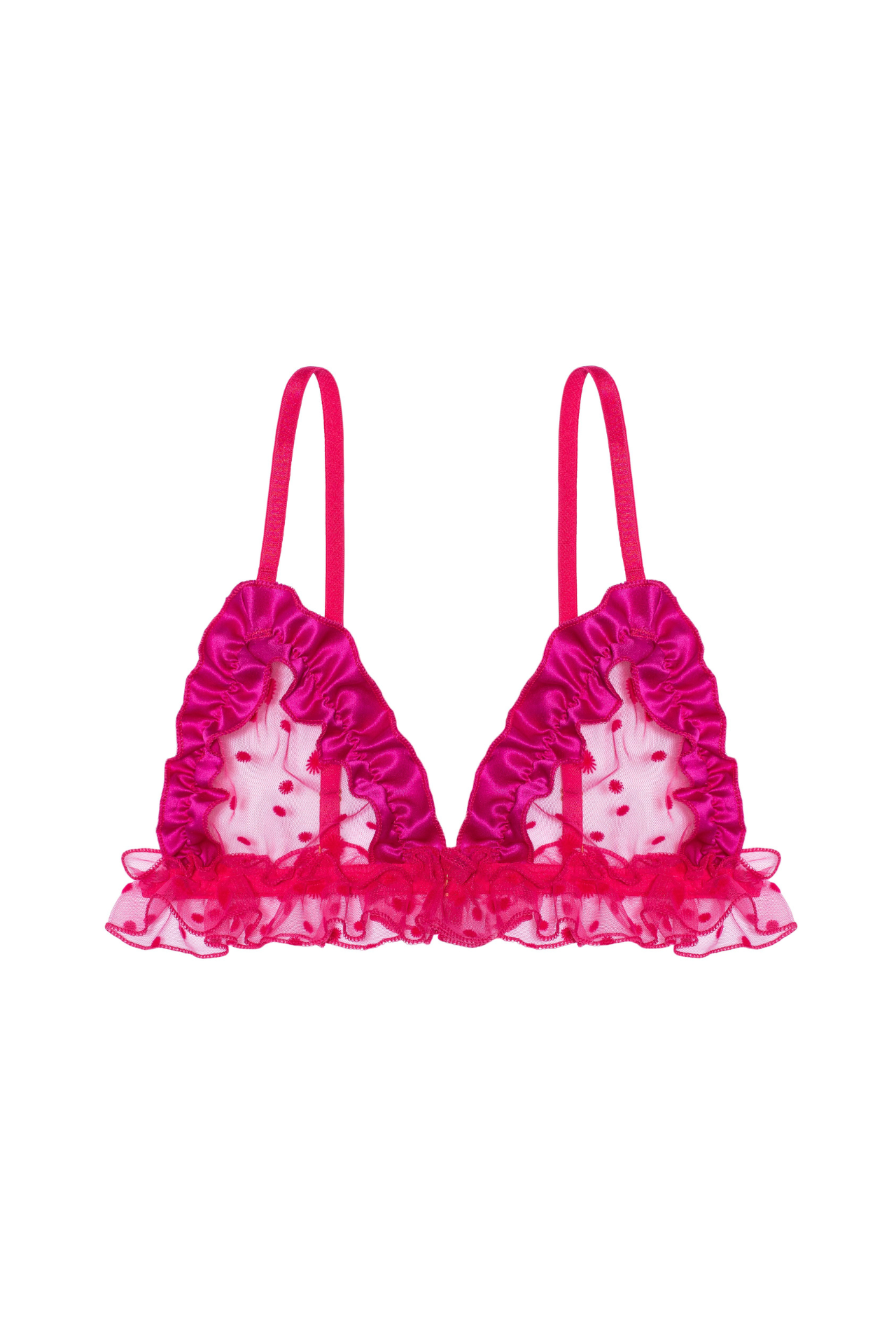 FRAMBOISE Triangle Bra with Frills and Silk