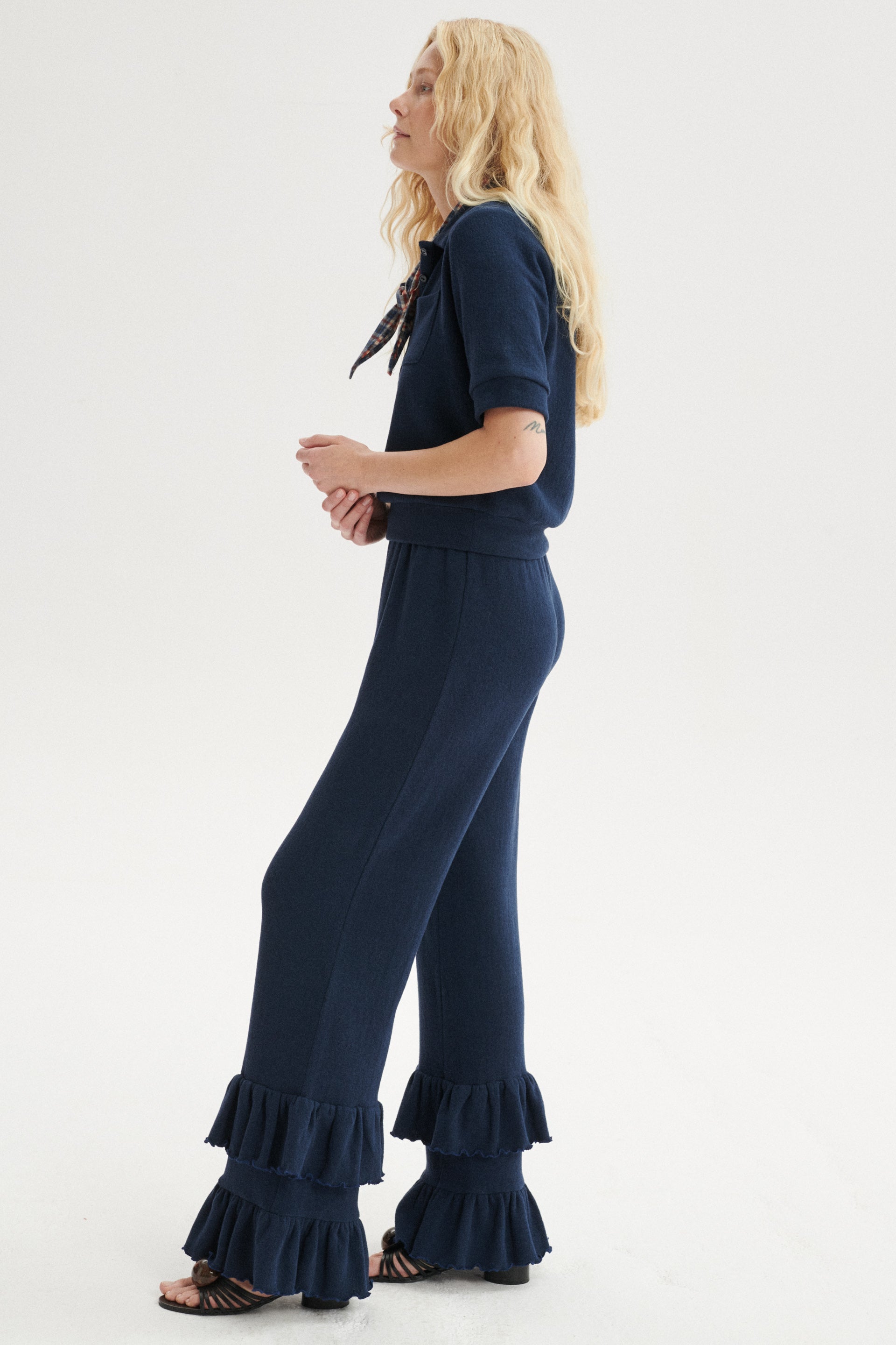 Malone Spodnie z czesanej bawełny - navy blue