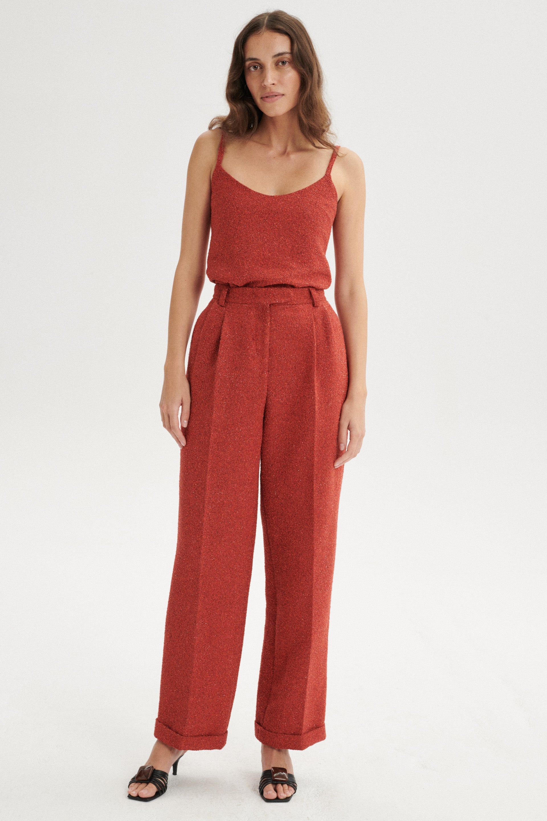 Miki Spodnie błyszczące z wysokim stanem