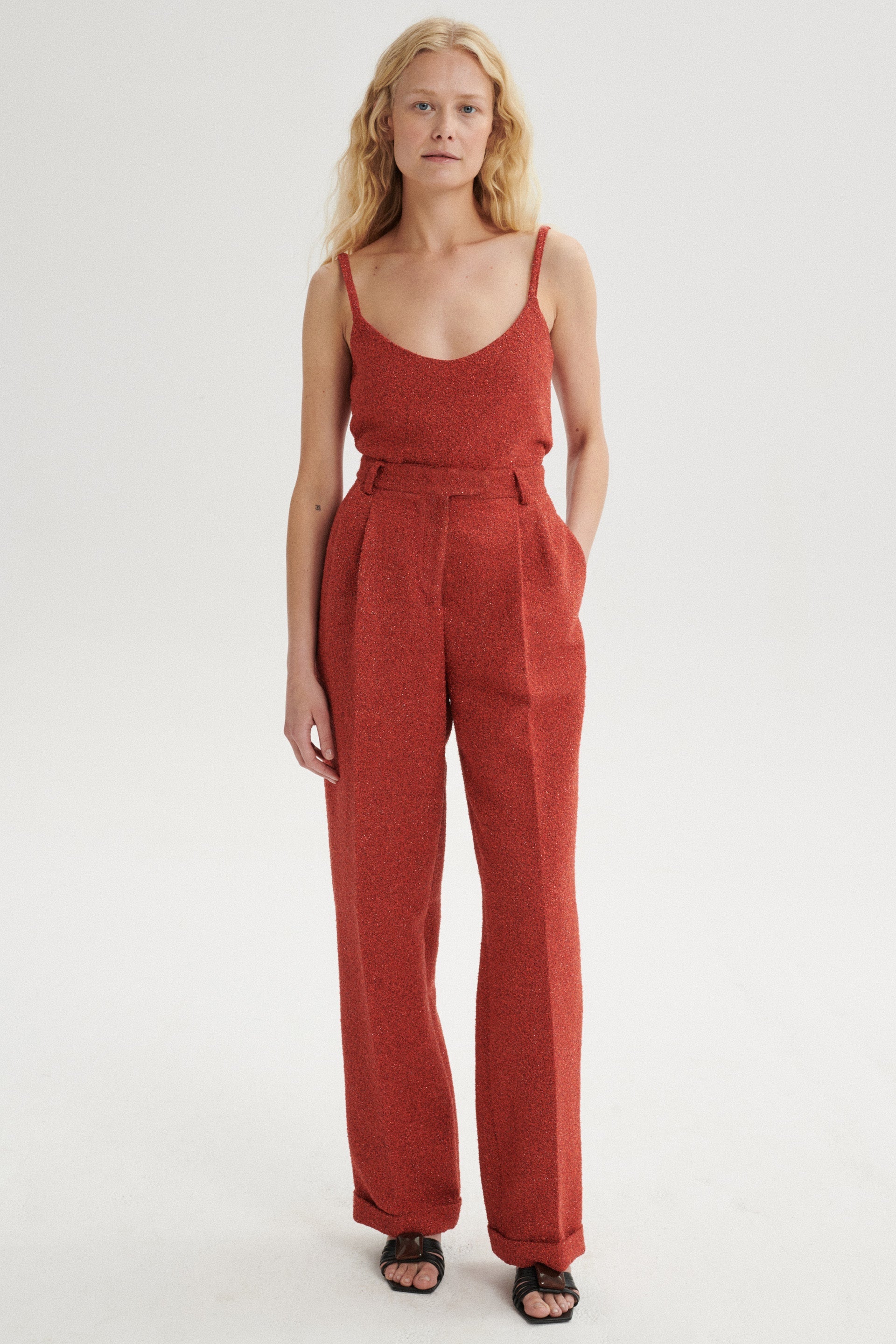 Miki Spodnie błyszczące z wysokim stanem