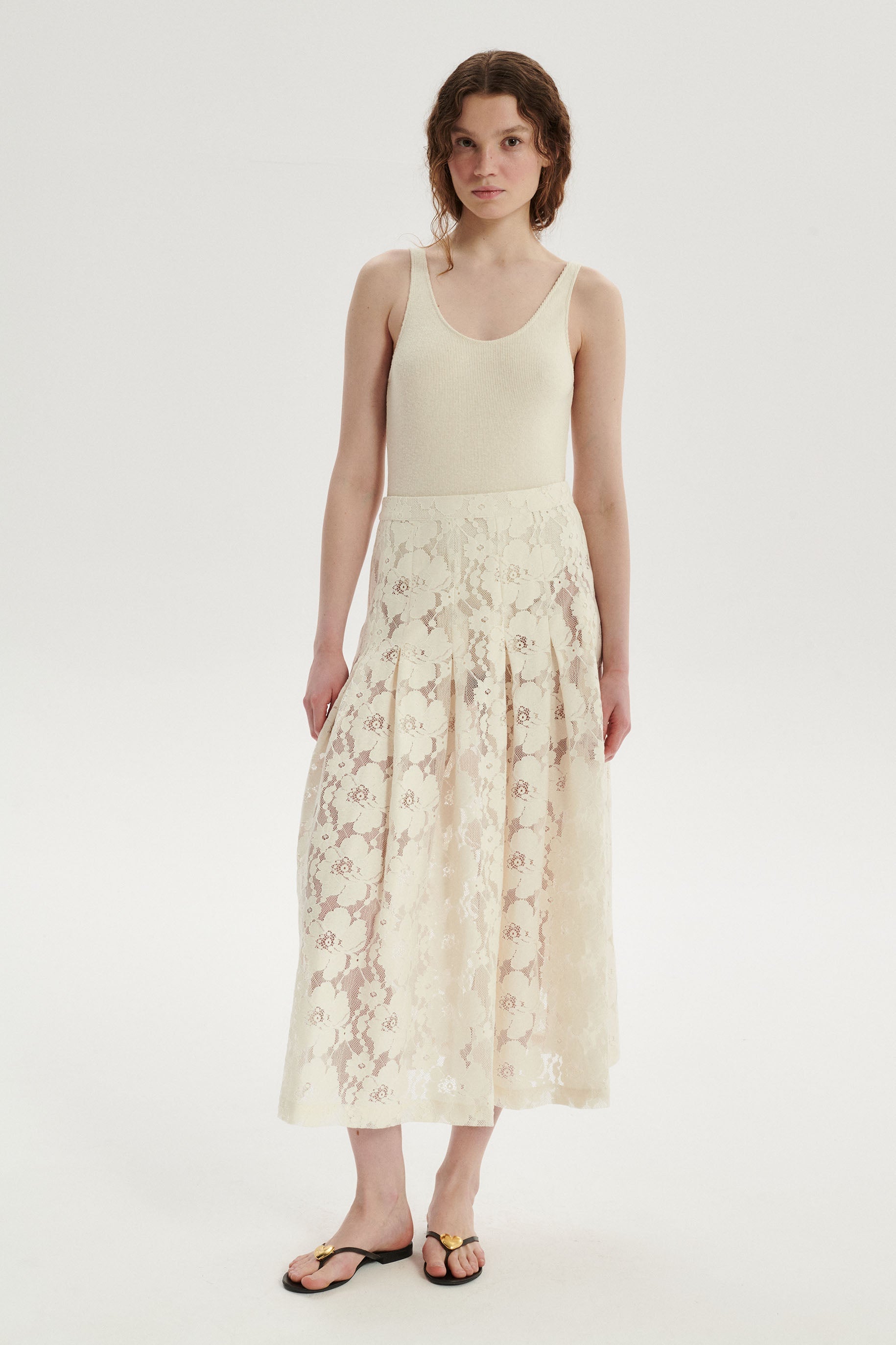 Arthur Spódnica koronkowa maxi - cream