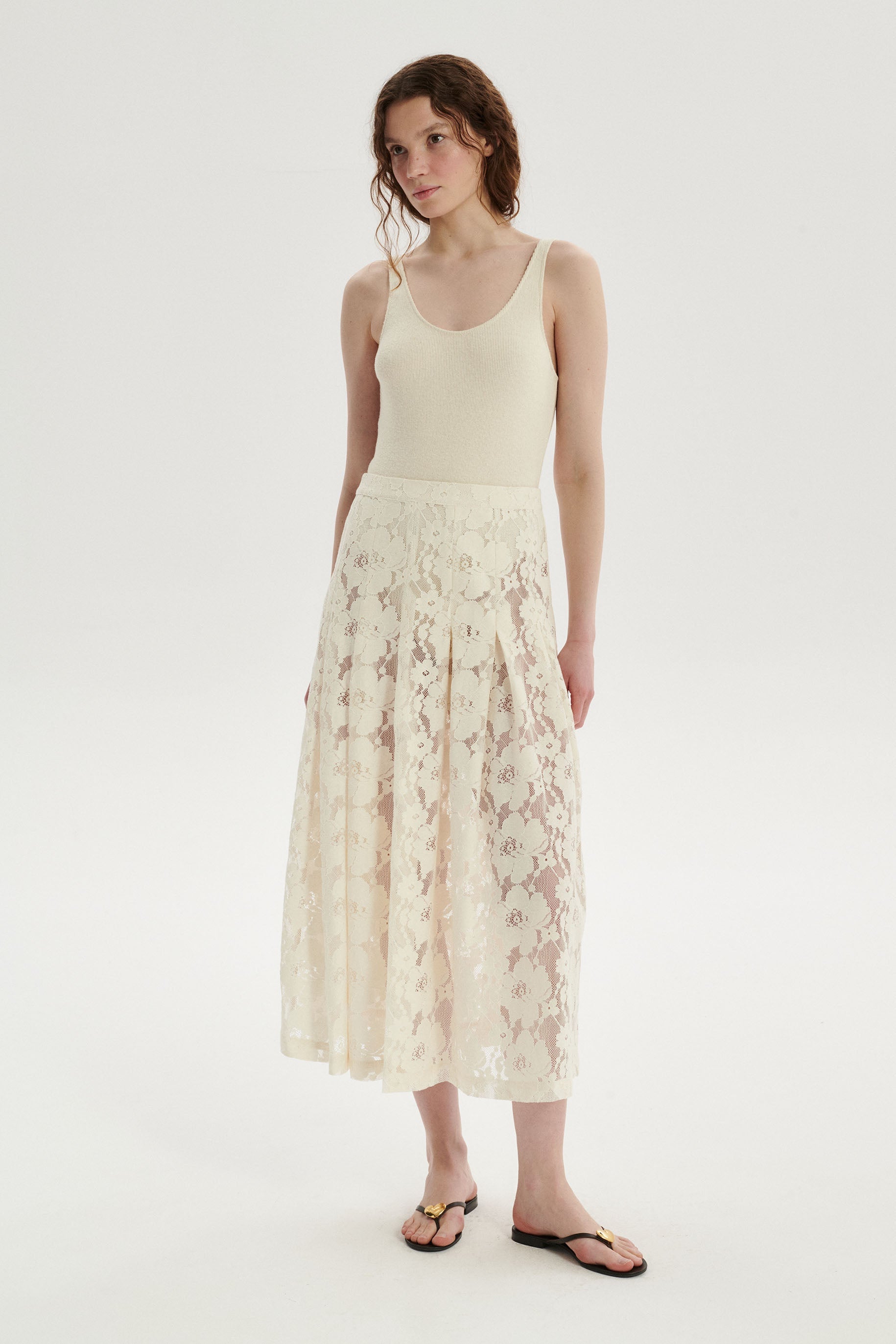 Arthur Spódnica koronkowa maxi - cream