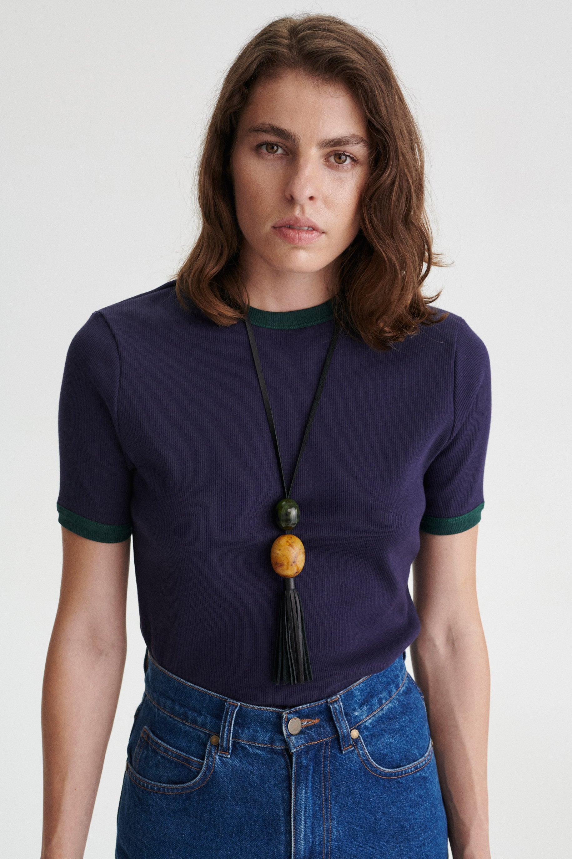 Muller Prążkowany t-shirt z bawełny organicznej
