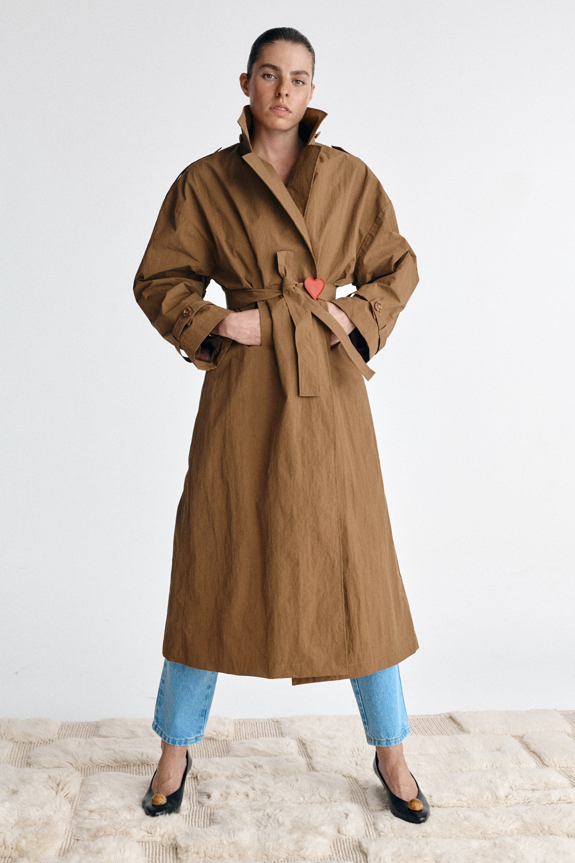 Boniface Płaszcz oversize water-repellent z aplikacją serca