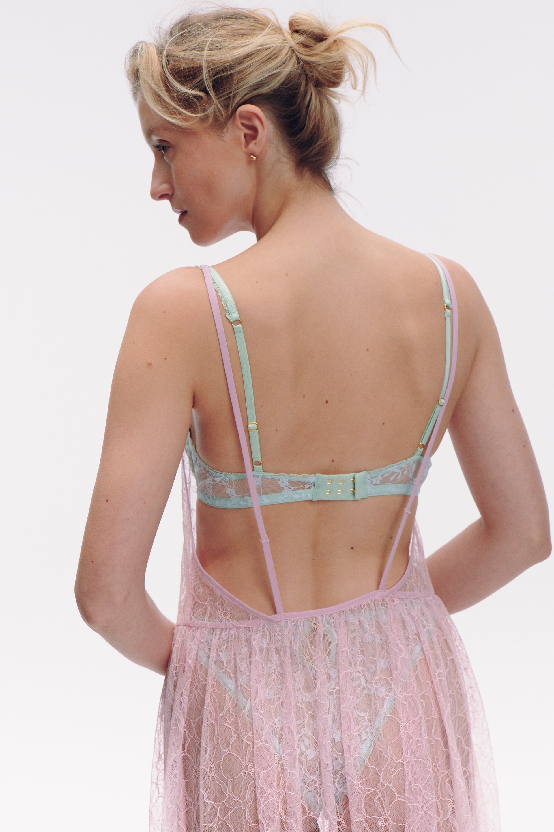 MENTHE stanik z fiszbiną i kwiatem