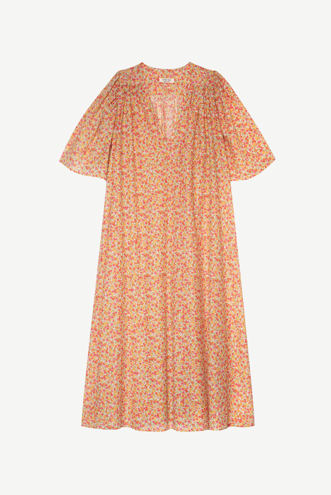 Lou Bawełniana sukienka w kwiaty - orange