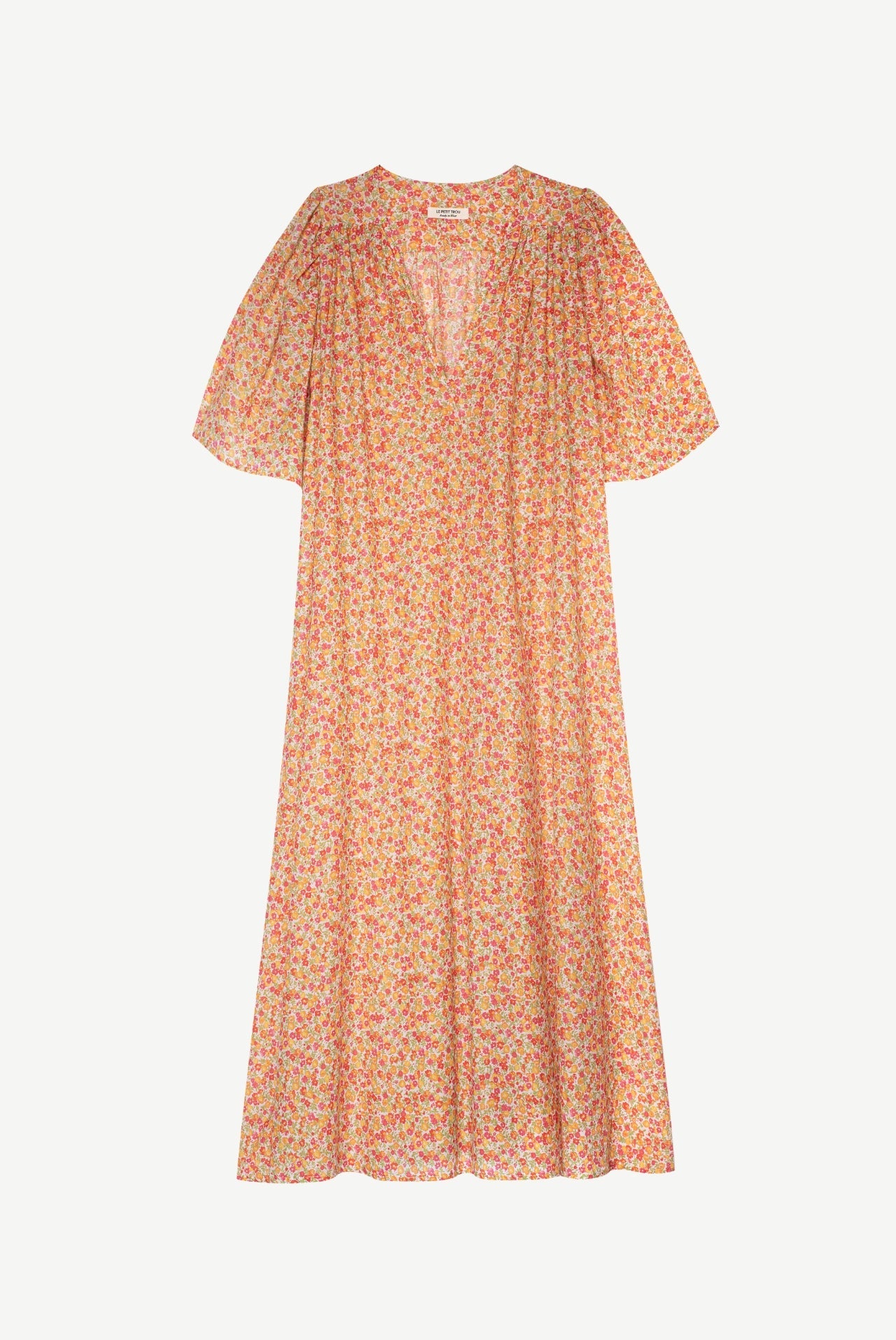 Lou Bawełniana sukienka w kwiaty - orange