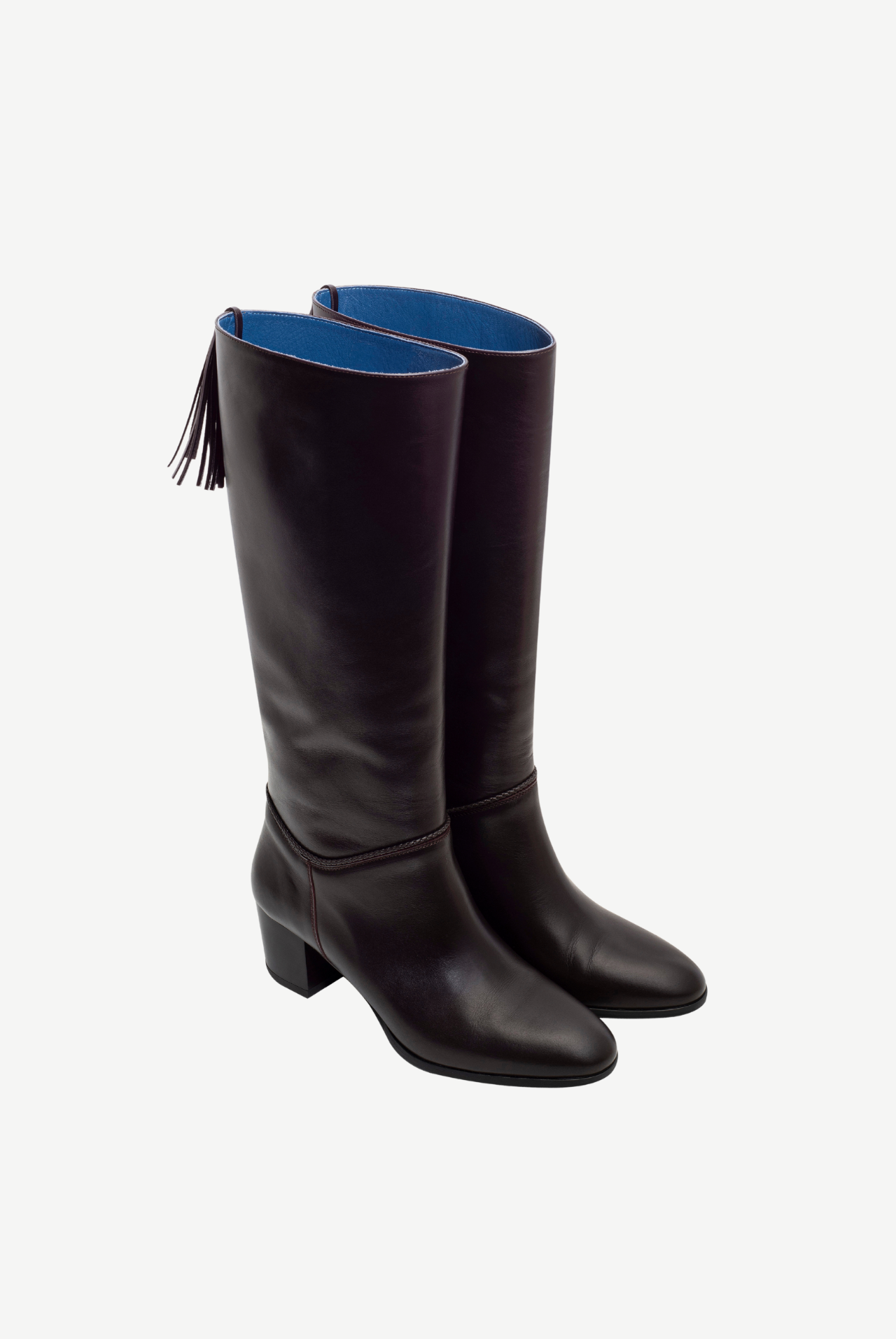 Aubin Skórzane kozaki na obcasie z frędzlami