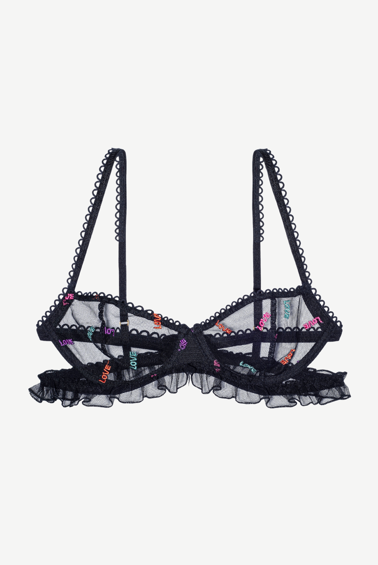 LOVE wycięty stanik z fiszbiną i falbanką