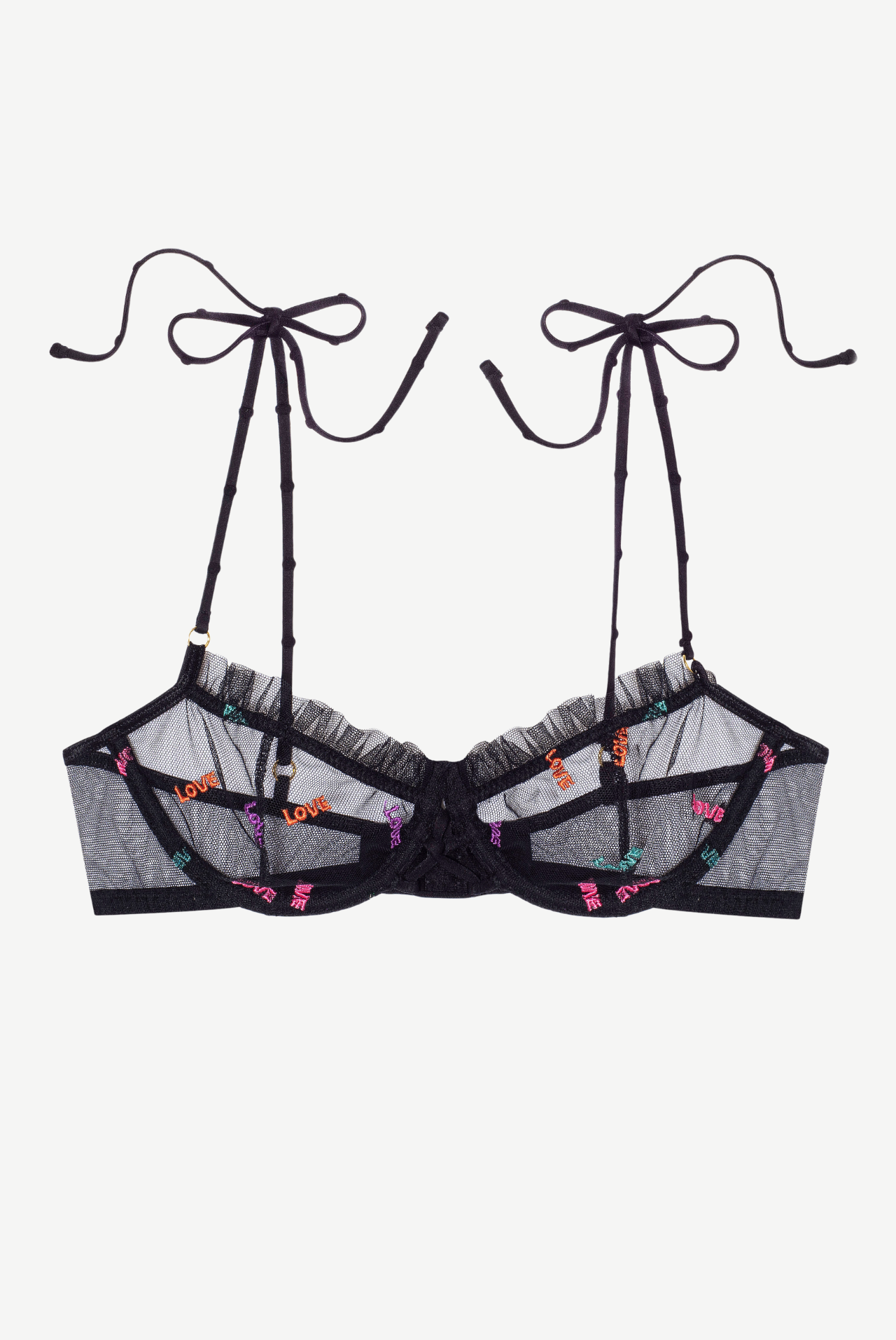 LOVE stanik z fiszbiną i wiązanymi ramiączkami